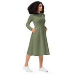Load image into Gallery viewer, Simple Green long sleeve midi dress - J SEVEN APPARELS 
